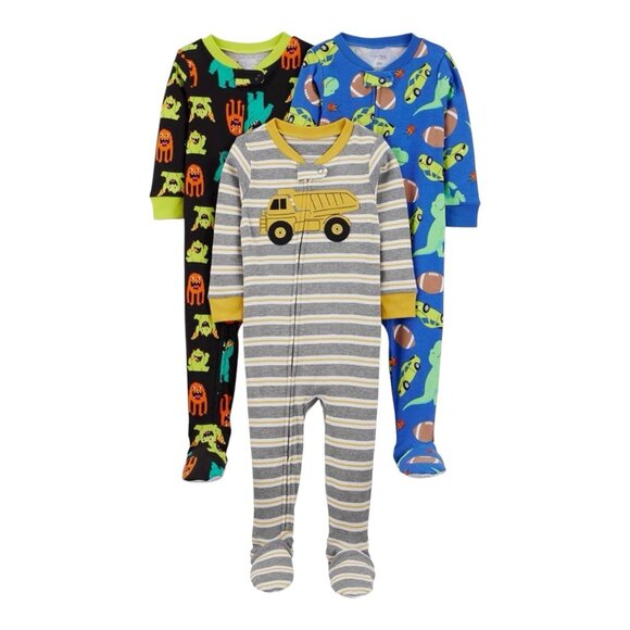 Simple Joys By Carter’s Toddler’s 3T Snug Fit Footless Cotton Pajamas 3 Pack Set - Picture 1 of 9